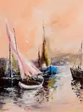 Niall Campion, Boats at Kinsale, Co. Cork, 2022, oil on canvas