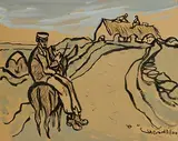 Gerard Dillon, The Man on His Ass, mixed media on paper