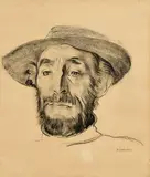 Seán Keating, Man of Aran, charcoal on paper
