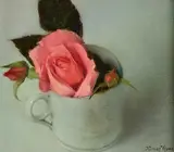 Thomas Ryan, Coffee-Can Rose, 1977, oil on canvas laid on board