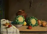 James Sinton Sleator, Still Life - Fruit and Vegetables on a Table, oil on canvas