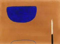 William Scott, Blue and Brown Still Life with Knife, 1975, gouache and pastel on paper