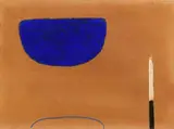 William Scott, Blue and Brown Still Life with Knife, 1975, gouache and pastel on paper