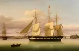Seascape, Large Frigate off Haulbowline, Cork Harbour by George Mounsey Wheatley Atkinson, 1846, oil on canvas, sold Nov 2022