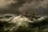 Rear Admiral Richard Brydges Beechey, Three Master in Rough Seas, 1862, oil on canvas