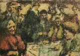 William Conor, Moore Street, Dublin, wax crayon on paper
