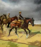 Peter Curling, Exercising on a Cloudy Morning, oil on canvas