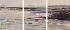 Beach, Evening Light, Co. Mayo by Mary Lohan, 1999, oil on canvas - triptych (each 61 x 46.5 cm), sold Nov 2022