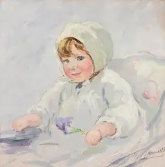 A Flower for Mum by Eva Henrietta Hamilton, oil on board, sold Nov 2022