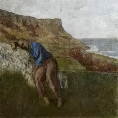 Colin Watson, Landscape with Boy Resting, oil on canvas