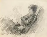 Lily Reading by John Butler Yeats, pencil on paper, sold Nov 2022