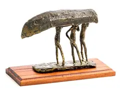 Edward Delaney, Launching the Currach, unique bronze on wooden base