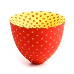 Grainne Watts, Vortex Vessel - Orange/Red, porcelain - double walled thrown vessel with velvet underglaze