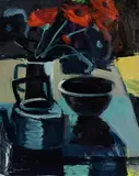 Poppies in a Jar by Brian Ballard, 1989, oil on canvas, sold Nov 2022