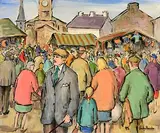 Lammas Fair by Gladys Maccabe, oil on canvas, sold Nov 2022