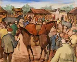 Fair Day by Gladys Maccabe, oil on board, sold Nov 2022