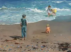 James Le Jeune, Children on the Beach, oil on canvas
