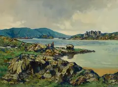 James English, Inishbofin Harbour, oil on canvas