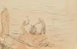 Working on the Pier by Jack Butler Yeats, watercolour and pencil, sold Sep 2022