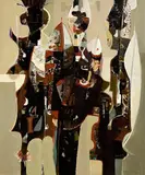George Campbell, Warrior, oil on board