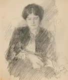 Lily Yeats by John Butler Yeats, 1906, pencil on paper, sold Sep 2022