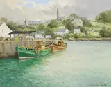 Trawlers, Ardglass, Co. Down by Maurice Canning Wilks, oil on canvas, sold Sep 2022