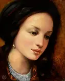 Ken Hamilton, Girl with a Teardrop Earring, oil on board