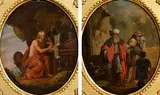Christian Wilhelm Dietrich, The Dismissal of Agar and St. Jerome, oil on copper - pair of paintings