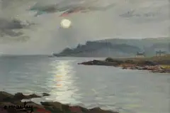 Moonlight by Charles McAuley, oil on canvas, sold Sep 2022