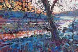 The Creek, Low Tide, Point of Sunset by Arthur K. Maderson, oil on board, sold Sep 2022