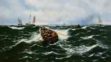 Thomas Rose Miles, Battling a Heavy Swell, oil on canvas