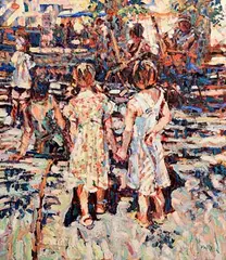 Arthur K. Maderson, The Art Class, oil on board