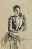 Elegant Lady by John Butler Yeats, watercolour - second image verso, sold Sep 2022