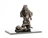 19th Century Oriental School, An Immortal, bronze on limestone base