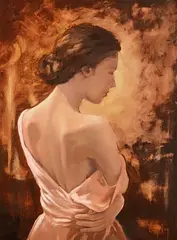 Girl in the Pink Dress by Ken Hamilton, oil on canvas, offered Sep 2022