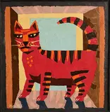 Graham Knuttel, Paper Tiger, torn coloured pastel paper on board