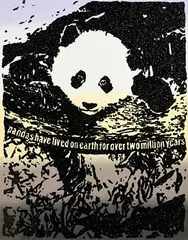 Rob Pruitt, Pandas Have Lived on Earth for Over Two Million Years, 2019, 6 colour screenprint with hand applied glitter on Somerset Satin Radiant White 410gsm Paper - number 32 from an edition of 125