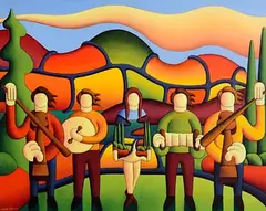 Session with Dancer in Soft Landscape by Alan Kenny, 2017, acrylic on canvas, sold Sep 2022
