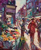 Flower Sellers, Grafton Street by Norman Teeling, oil on board, sold Sep 2022
