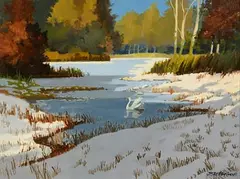 Swan Shade, Mullagh Lake, Cavan by John Francis Skelton, acrylic on canvas board, sold Sep 2022