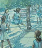 Kieran McGoran, Children at the Park, pastel on paper