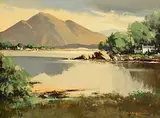 Mayo Mountains, near Mulranny by George K. Gillespie, oil on canvas, sold Sep 2022