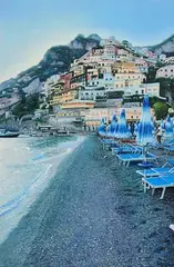 Fergus Shannon, Positano, Italy, 2018, oil on board