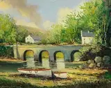 Cushendun Bridge by Norman J. McCaig, oil on board, sold Aug 2022