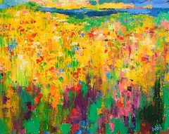 Kenneth Webb, Wild Flowers, Crete, oil on canvas