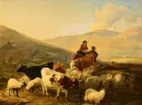 Thomas Sidney Cooper, Herding the Cattle, oil on board