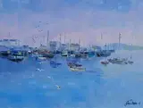 Liam Treacy, Howth Harbour, 1980, oil on board