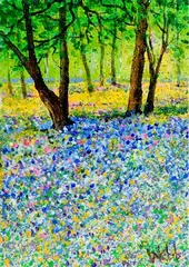 Poppies in a Wooded Landscape by Kenneth Webb, oil on canvas board, sold Aug 2022