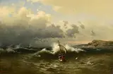 Henrich Ludwig Frische, Sailing in Rough Seas, oil on canvas