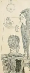 Reginald Gray, Two People, ink on board